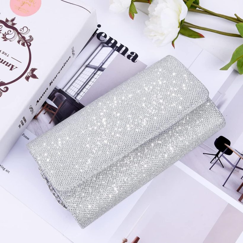 Evening Bag Clutch Purses for Women, Rhinestones Purse, Sparkling Envelope Evening Bag with Detachable Chain - Image 6